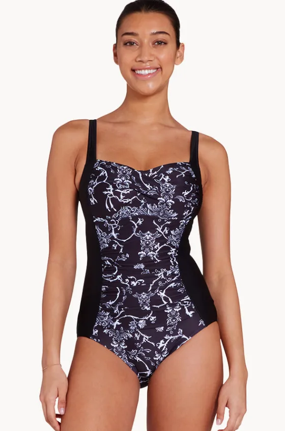 One Pieces^Zoggs Classique Ruched Front One Piece Black/white