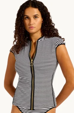 Rashies & Sunsuits^Seafolly Clubhouse Cap Sleeve Suntop Black