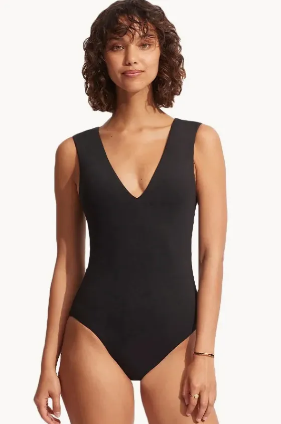 One Pieces^Seafolly Collective V Neck One Piece BLACK