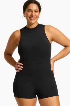 One Pieces^Seafolly Collective Zip Back Boyleg One Piece BLACK