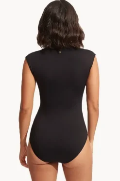 One Pieces^Seafolly Collective Zip Front One Piece BLACK