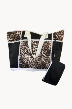 Beach Bags|Bags^Cherry Red Combo XLarge Nylon Zip Beach Bag Leopard