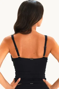 Tankini Tops^Moontide Contours F/G Cup Tie Front Tankini Separate Black