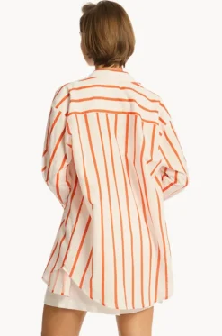 Tops^Sea Level Corfu Stripe Shirt Flame