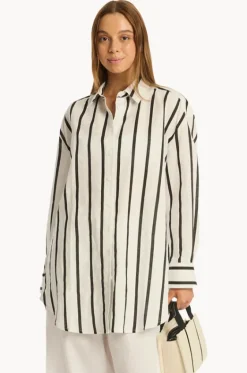 Overswim^Sea Level Corfu Stripe Shirt Black