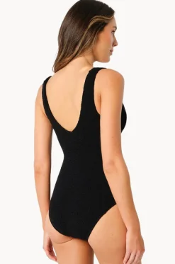 One Pieces^Une Piece Crinkle Classic Ring V Neck One Piece Black