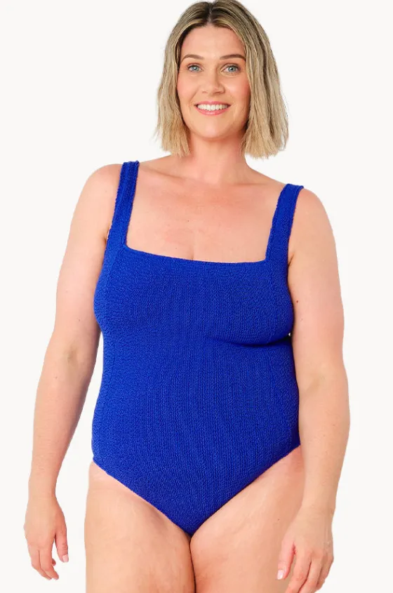 One Pieces^Une Piece Crinkle Classic Square Neck One Piece Cobalt
