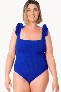One Pieces^Une Piece Crinkle Classic Square Neck One Piece Cobalt
