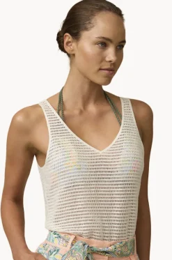 Tops^Monte u0026 Lou Crochet Singlet Natural
