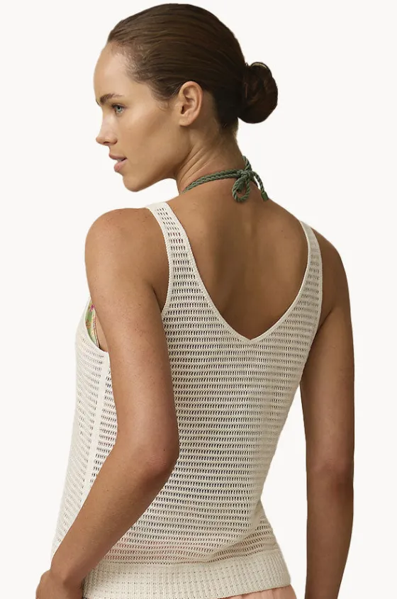 Tops^Monte u0026 Lou Crochet Singlet Natural