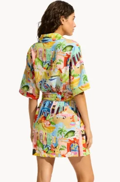 Dresses^Seafolly Cuba Mini Shirt Dress Turquoise