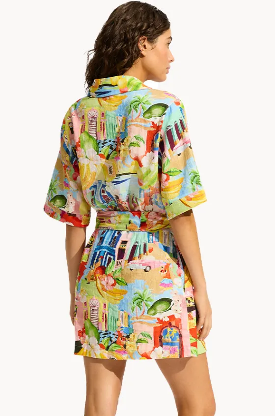 Dresses^Seafolly Cuba Mini Shirt Dress Turquoise