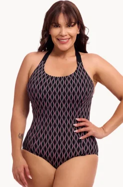 One Pieces^Funkita Curvy Queen Brace Me Back One Piece Black/pink