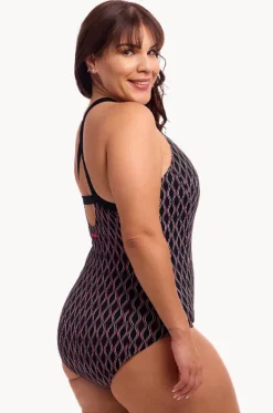 One Pieces^Funkita Curvy Queen Brace Me Back One Piece Black/pink