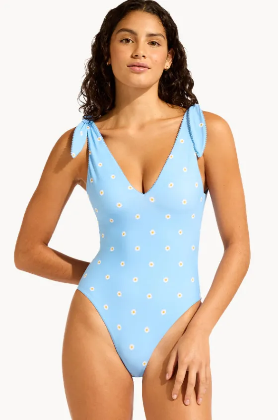 One Pieces^Seafolly Daisy Chain Deep V Neck Maillot Powder blue