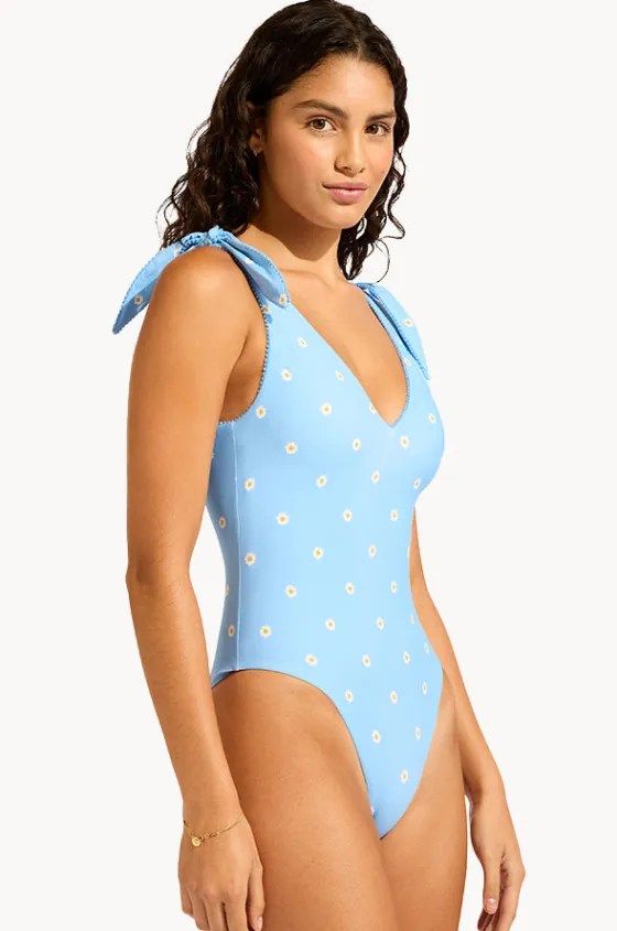One Pieces^Seafolly Daisy Chain Deep V Neck Maillot Powder blue