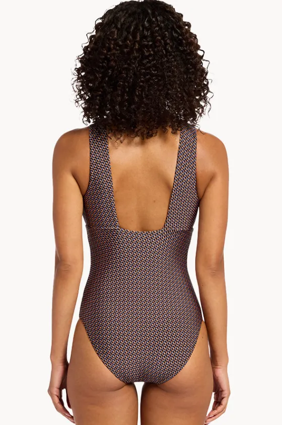 One Pieces^Jets Desert Geo Plunge One Piece Chocolate