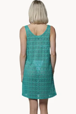 Overswim^J.valdi Diamante Scoop Neck Tank Dress Emerald