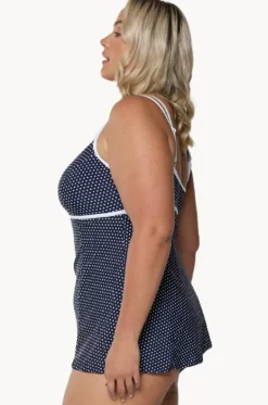 One Pieces^Capriosca Dots DD/E Cup Swim Dress One Piece Navy/White