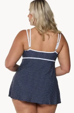 One Pieces^Capriosca Dots DD/E Cup Swim Dress One Piece Navy/White