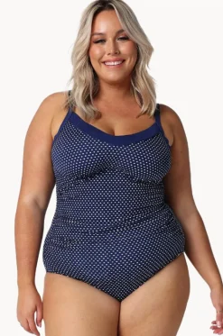 One Pieces^Capriosca Dots DD/E Cup Underwire One Piece Navy