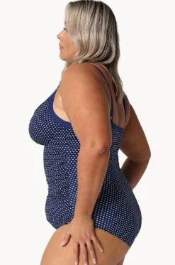 One Pieces^Capriosca Dots DD/E Cup Underwire One Piece Navy