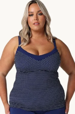 Tankini Tops^Capriosca Dots F/G Cup Tankini Separate Navy