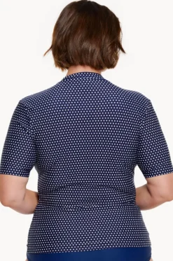 Rashies & Sunsuits^Capriosca Dots Short Sleeve Suntop Navy/white