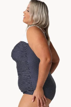 One Pieces^Capriosca Dots Skirted Retro One Piece Navy