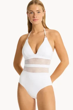 One Pieces^Sea Level Drift Longline Halter One Piece White
