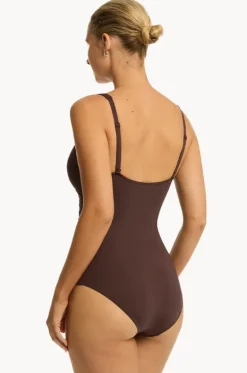 One Pieces^Sea Level Eco Essentials Cross Front One Piece Cocoa