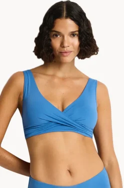 Bikini Tops^Sea Level Eco Essentials Cross Front Bra Denim