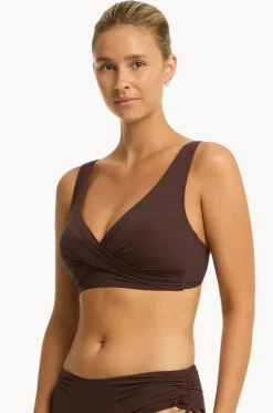 Bikini Tops^Sea Level Eco Essentials Cross Front Bra Cocoa