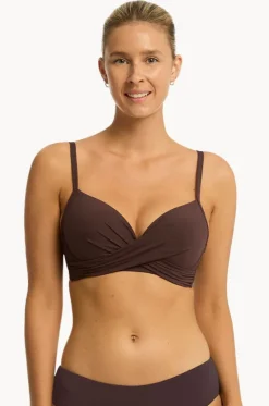 Bikini Tops^Sea Level Eco Essentials D/DD Cup Cross Front Bra Cocoa