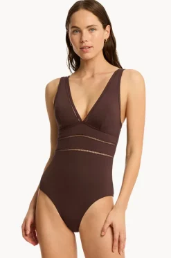 One Pieces^Sea Level Eco Essentials Spliced One Piece Cocoa