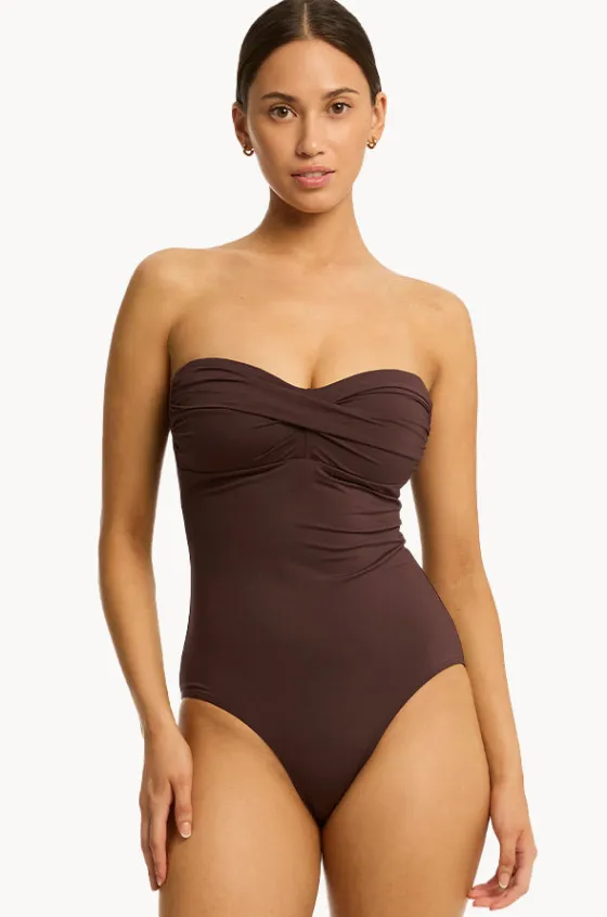 One Pieces^Sea Level Eco Essentials Twist Bandeau One Piece Cocoa