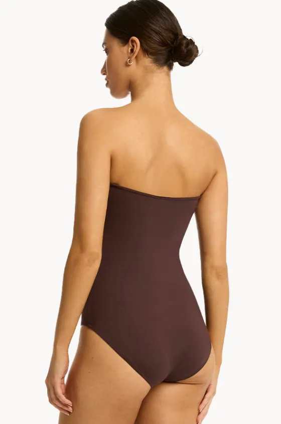 One Pieces^Sea Level Eco Essentials Twist Bandeau One Piece Cocoa