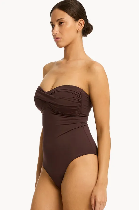 One Pieces^Sea Level Eco Essentials Twist Bandeau One Piece Cocoa