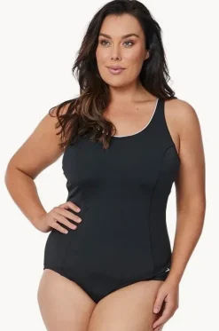 One Pieces^Speedo Endurance+ Concealed D Cup Tank One Piece Black/White