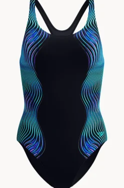 One Pieces^Speedo Engineered Print Butterfly Back One Piece Black/Cobalt