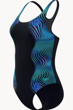 One Pieces^Speedo Engineered Print Butterfly Back One Piece Black/Cobalt