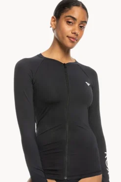 Rashies & Sunsuits^Roxy Essentials Long Sleeve Zip Suntop BLACK