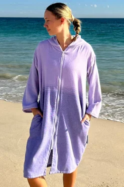 Towel Robes & Ponchos|Towel Robes & Ponchos^Back Beach Co Fade Hooded Towelling Robe L/XL Purple
