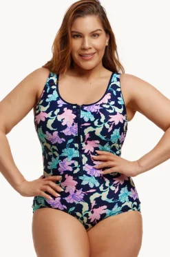 One Pieces^Funkita Fast Flow DD/E Cup Zip Front One Piece Navy/multi
