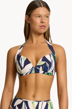 Bikini Tops^Jets Fauna Moulded Halter Ink