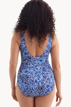 One Pieces^Longitude Fine China Ruffle Cross Over One Piece Blue/white