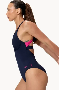 One Pieces^Speedo Flex Band One Piece Navy/Pink
