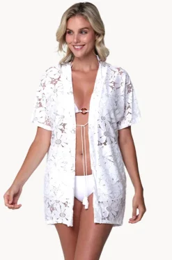 Overswim^J.valdi Floral Crochet Kimono WHITE