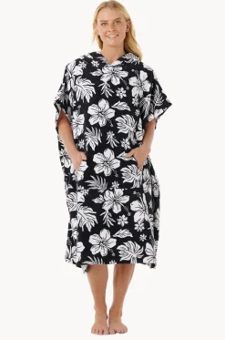 Towel Robes & Ponchos|Towel Robes & Ponchos^Rip Curl Floral Mixed Hooded Towel Black/white