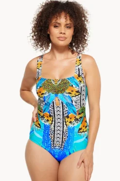 One Pieces^Togs Swimwear Florence Square Neck One Piece Blue/gold